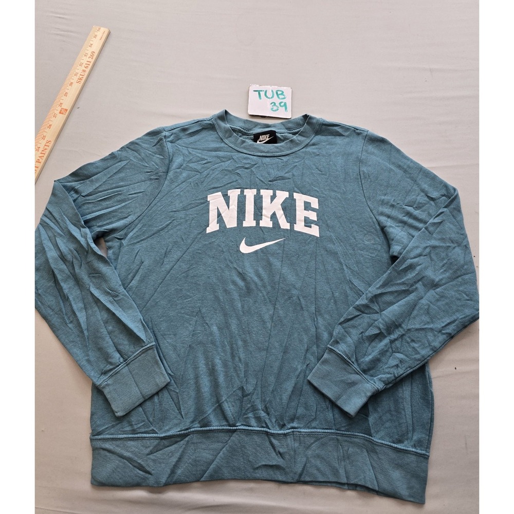 Nike Mens Sportswear Club Fleece Crewneck Sweatshirt Teal Blue Medium Logo